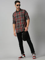 Load image into Gallery viewer, Men Checkered Casual Grey Shirt