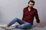 Load image into Gallery viewer, MEN&#39;S CASUAL CLASSIC MAROON SHIRT