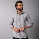 Load image into Gallery viewer, MEN&#39;S GREY CHECKED CASUAL SHIRT
