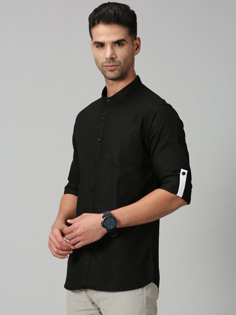 Black Cotton Solid Shirt For Men's
