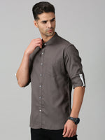 Load image into Gallery viewer, Grey Cotton Solid Shirt For Men&#39;s