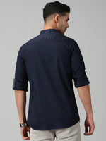 Load image into Gallery viewer, Navy Cotton Solid Shirt For Men&#39;s